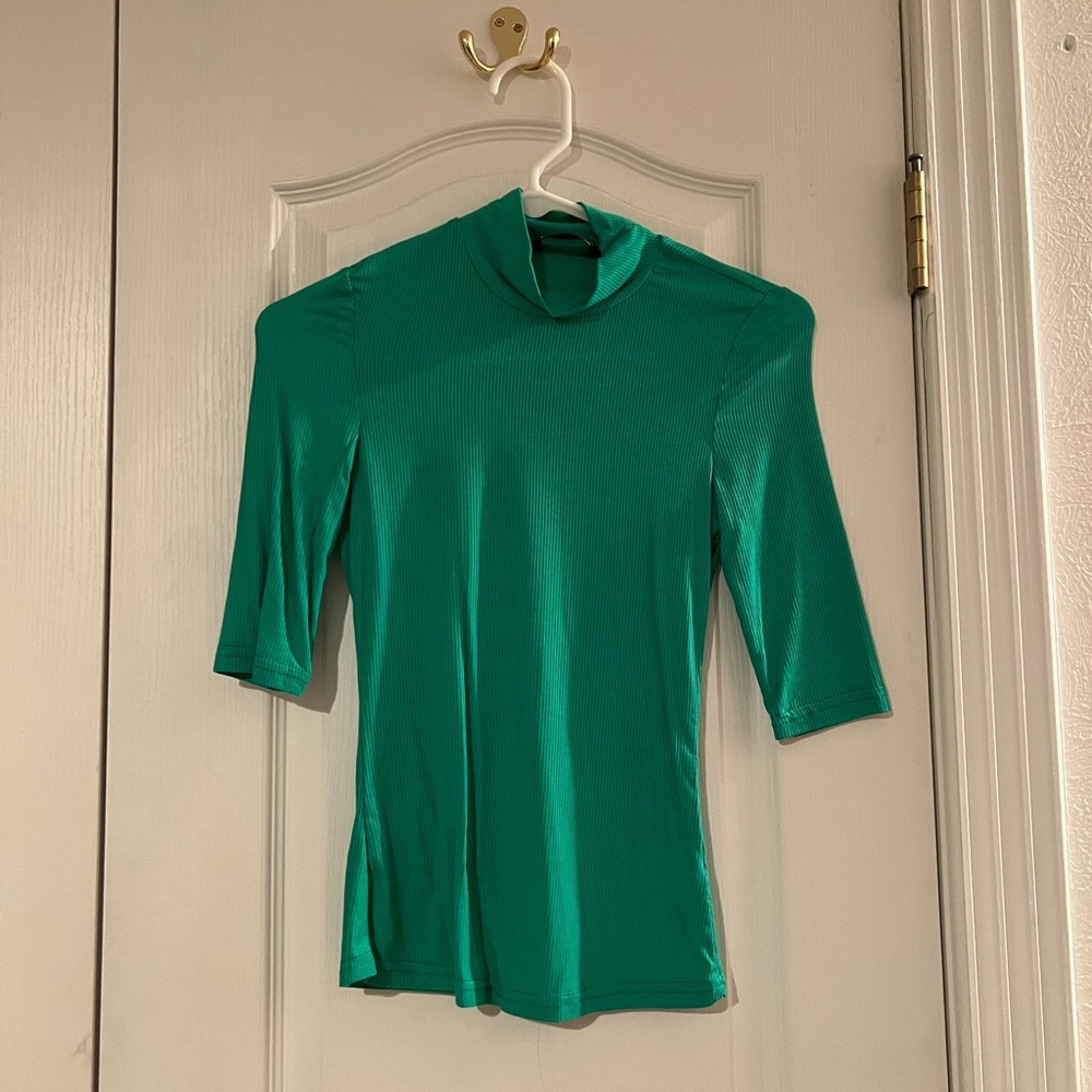 thin green mockneck